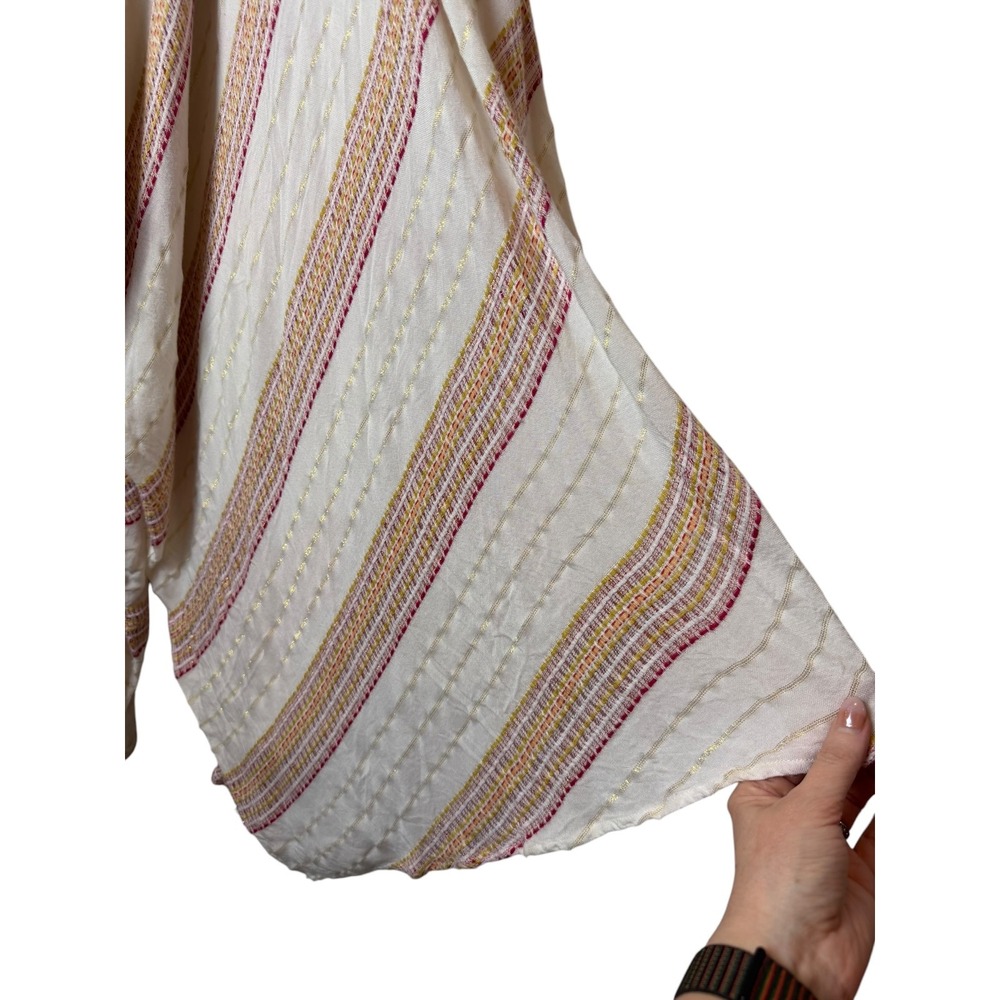 Altar'd State Jumpsuit Women Medium Ivory Metallic Stripe Boho Wide Leg Coastal - Picture 7 of 10